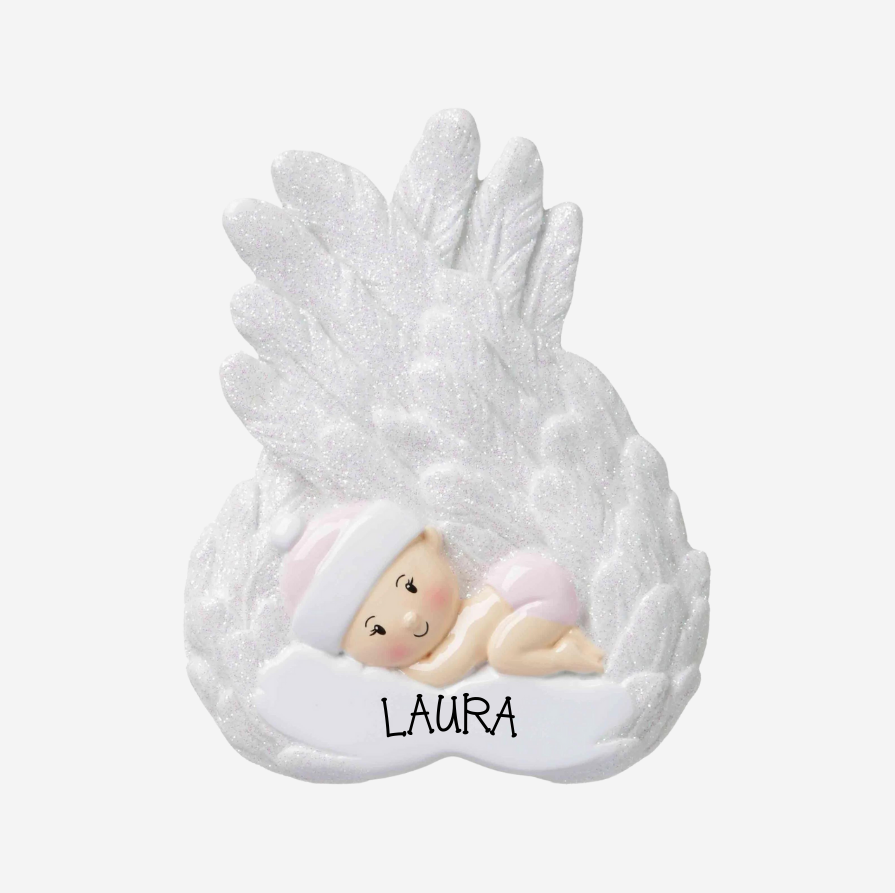 Personalised Childs Christmas Xmas Tree Decoration Ornament - Angel Boy or Girl Feathers