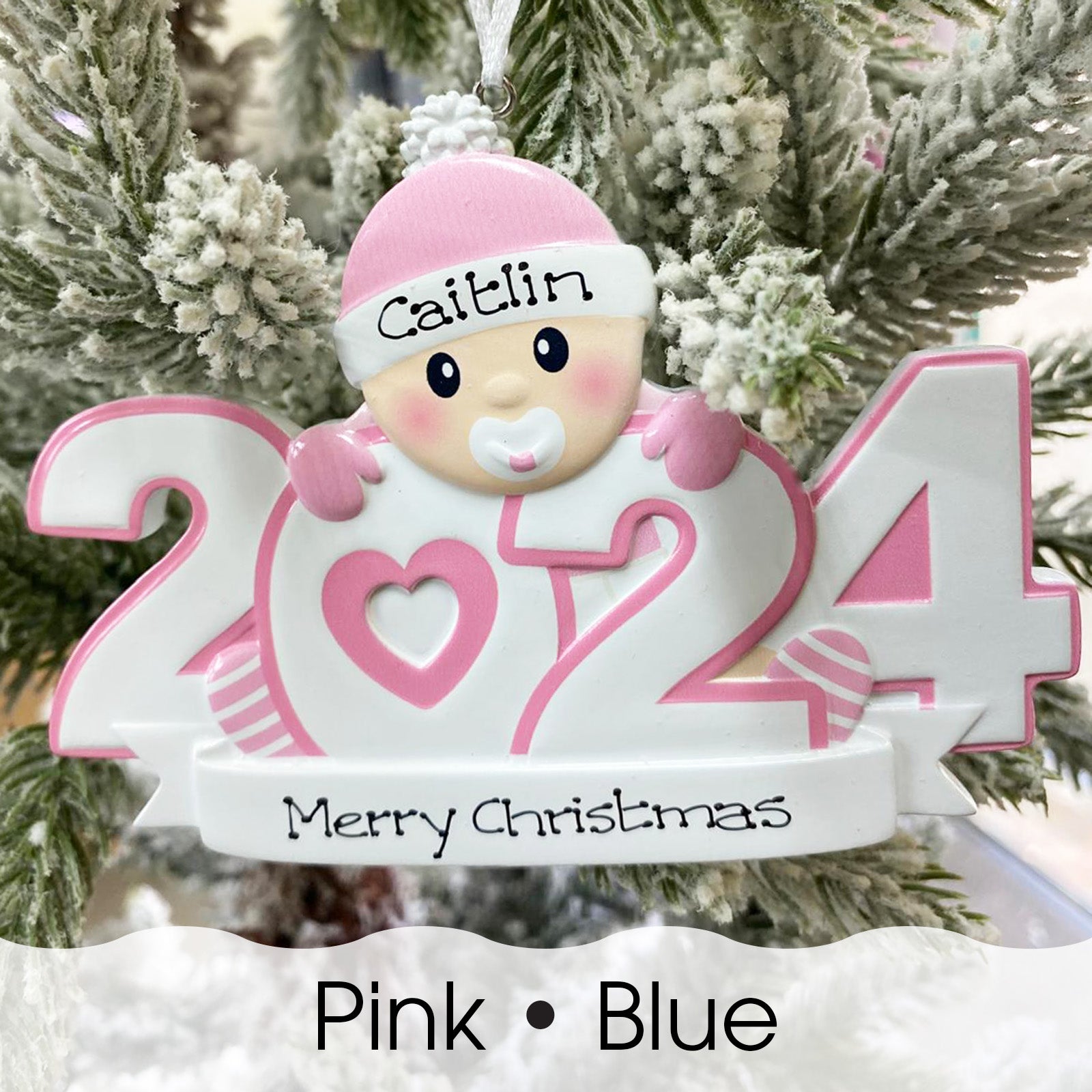 Personalised Baby's 1st Christmas Xmas Tree Decoration Ornament - 2024 Boy or Girl