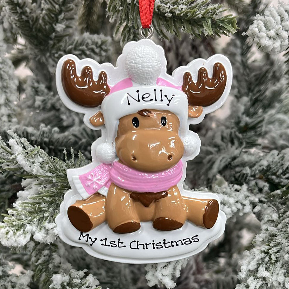 Personalised Childs Christmas Xmas Tree Decoration Ornament - Baby Reindeer