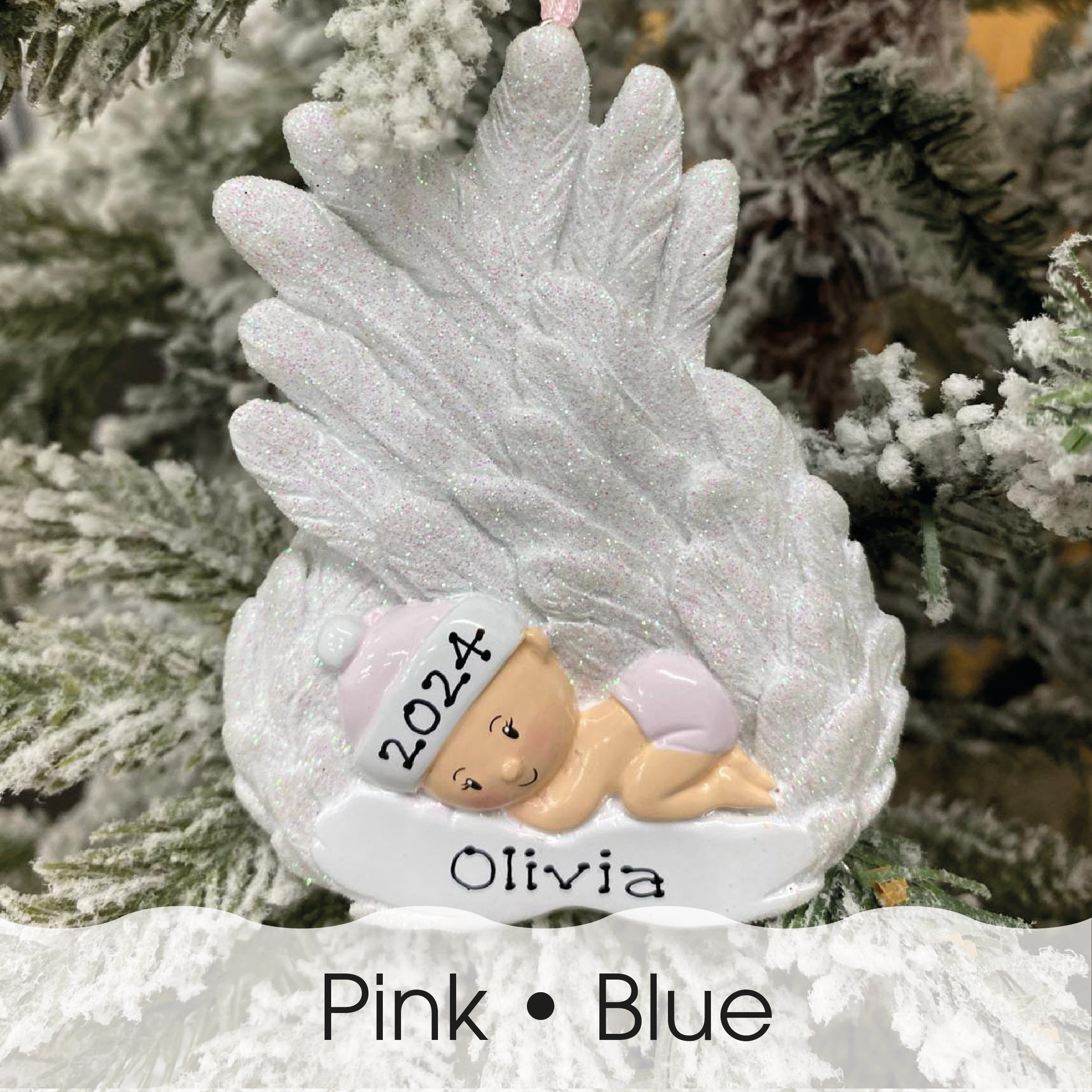 Personalised Childs Christmas Xmas Tree Decoration Ornament - Angel Boy or Girl Feathers