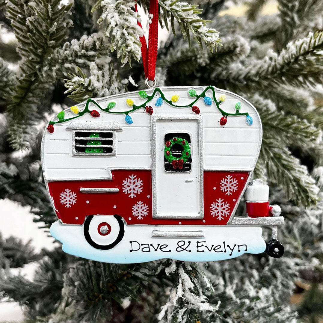 Personalised Family Christmas Xmas Tree Decoration Ornament - Caravan