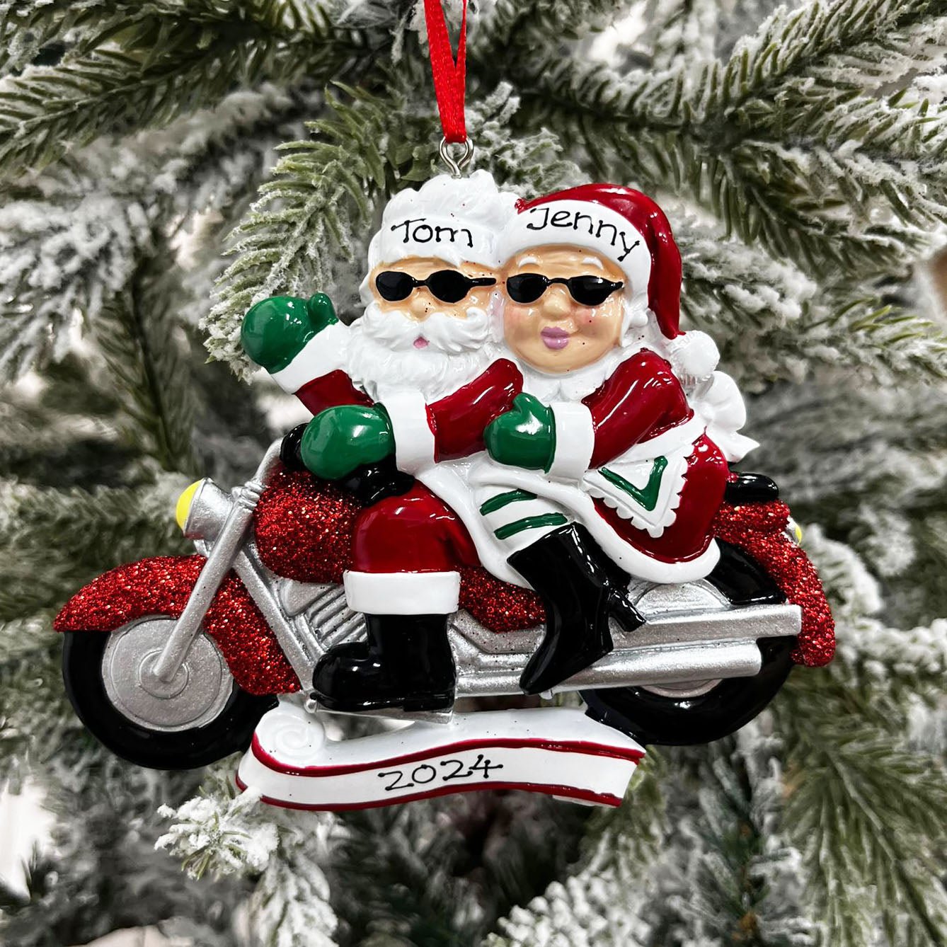 Personalised Family Christmas Xmas Tree Decoration Ornament - Motorbike Single/Couple