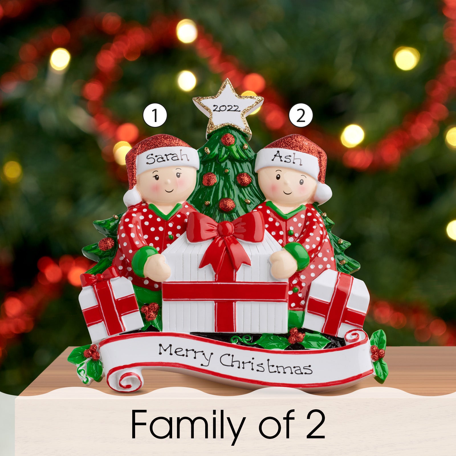 Personalised Family Christmas Xmas Decoration - Opening Presents Family - TABLE TOP