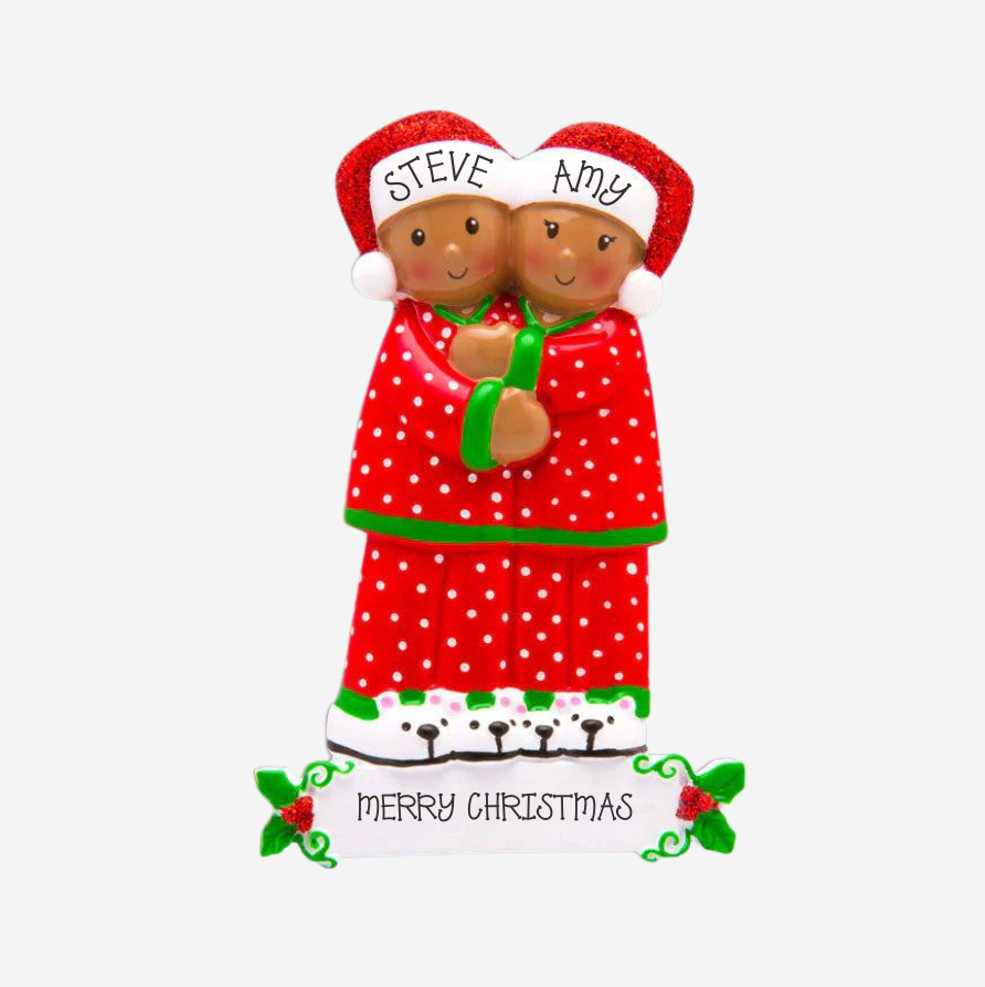 Personalised Family Christmas Xmas Tree Decoration Ornament - Pajama Family Ethnic