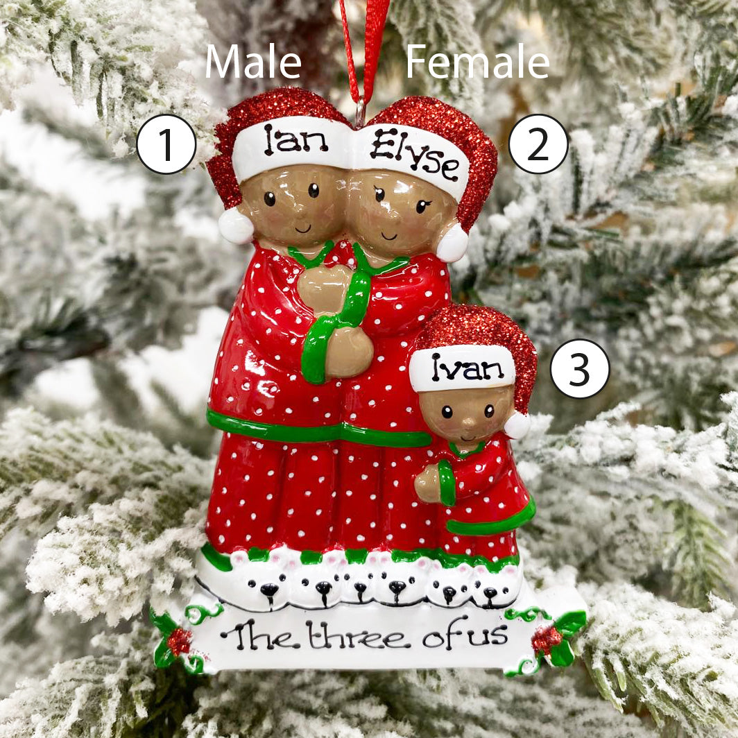 Personalised Family Christmas Xmas Tree Decoration Ornament - Pajama Family Ethnic