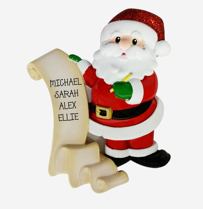 Personalised Family Christmas Tree Decoration Ornament - Santa's List