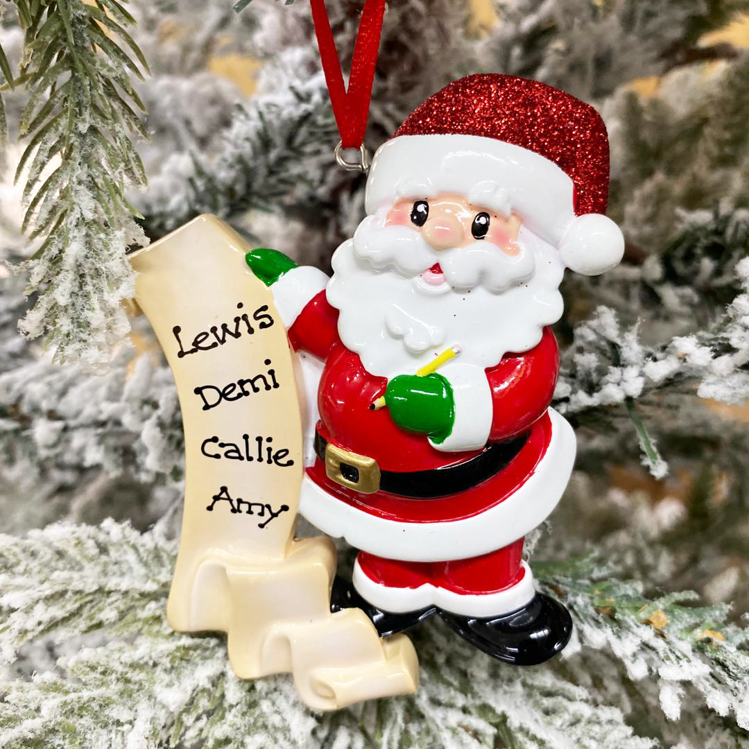 Personalised Family Christmas Tree Decoration Ornament - Santa's List