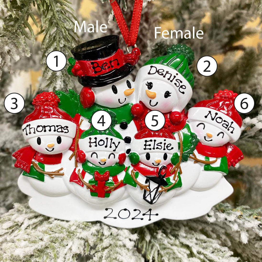 Personalised Family Christmas Xmas Tree Decoration Ornament - Snowman Family