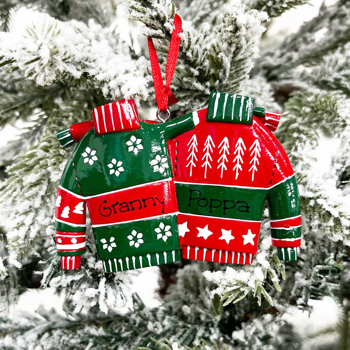 Personalised Family Christmas Xmas Tree Decoration Ornament - Jumper Couple