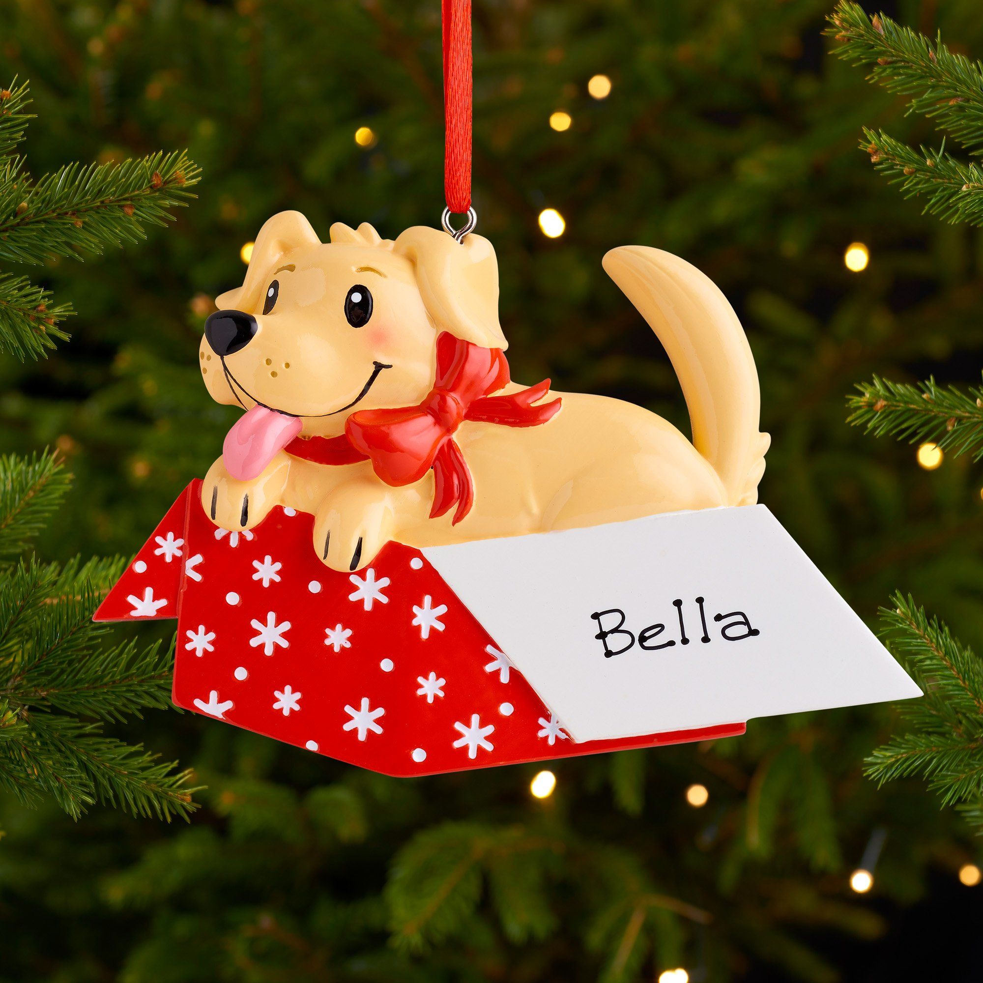 Christmas Ornament - Personalised Family Christmas Xmas Tree Decoration Ornament - Dog In A Box