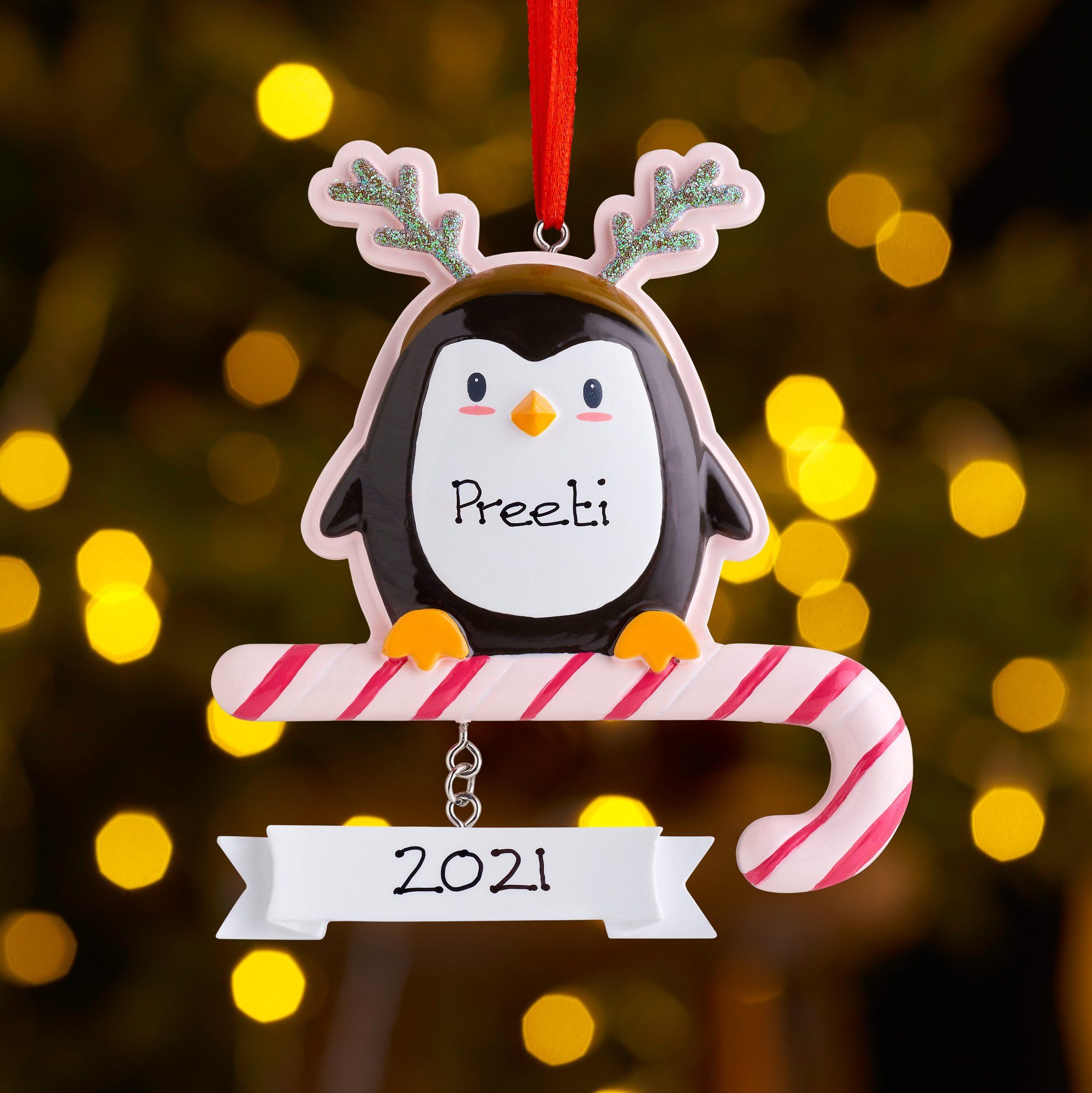 Christmas Ornament - Personalised Family Christmas Xmas Tree Decoration Ornament - Penguin Pretender