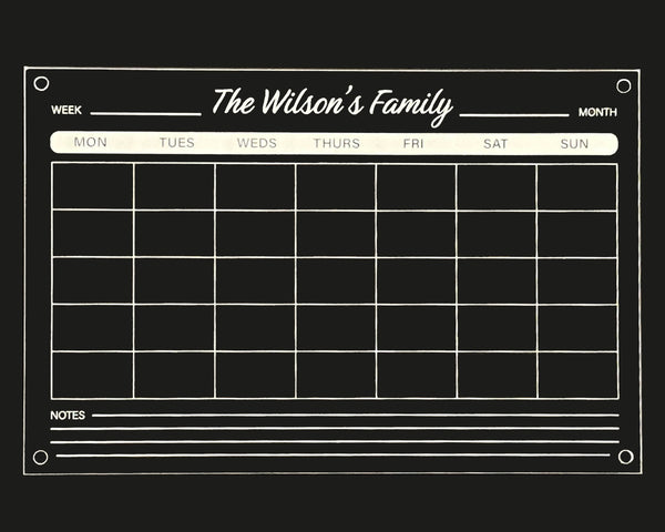 DRY ERASE CALENDAR/ Personalized Clear Acrylic Monthly Wall Custom Calendar Planner/ Modern floating Calendar/Unique Gift/ Personalized 2024 Gift